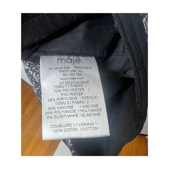 Maje Black Blue White Embroidered Mini Skirt Sz. 36 (US Small) - Picture 6 of 7